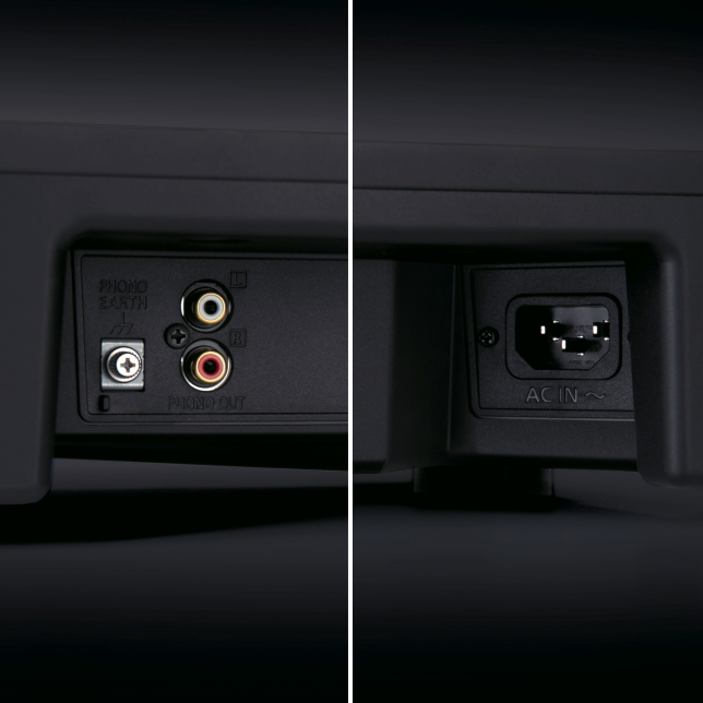 Detachable power and gold-plated phono terminals on the rear panel
